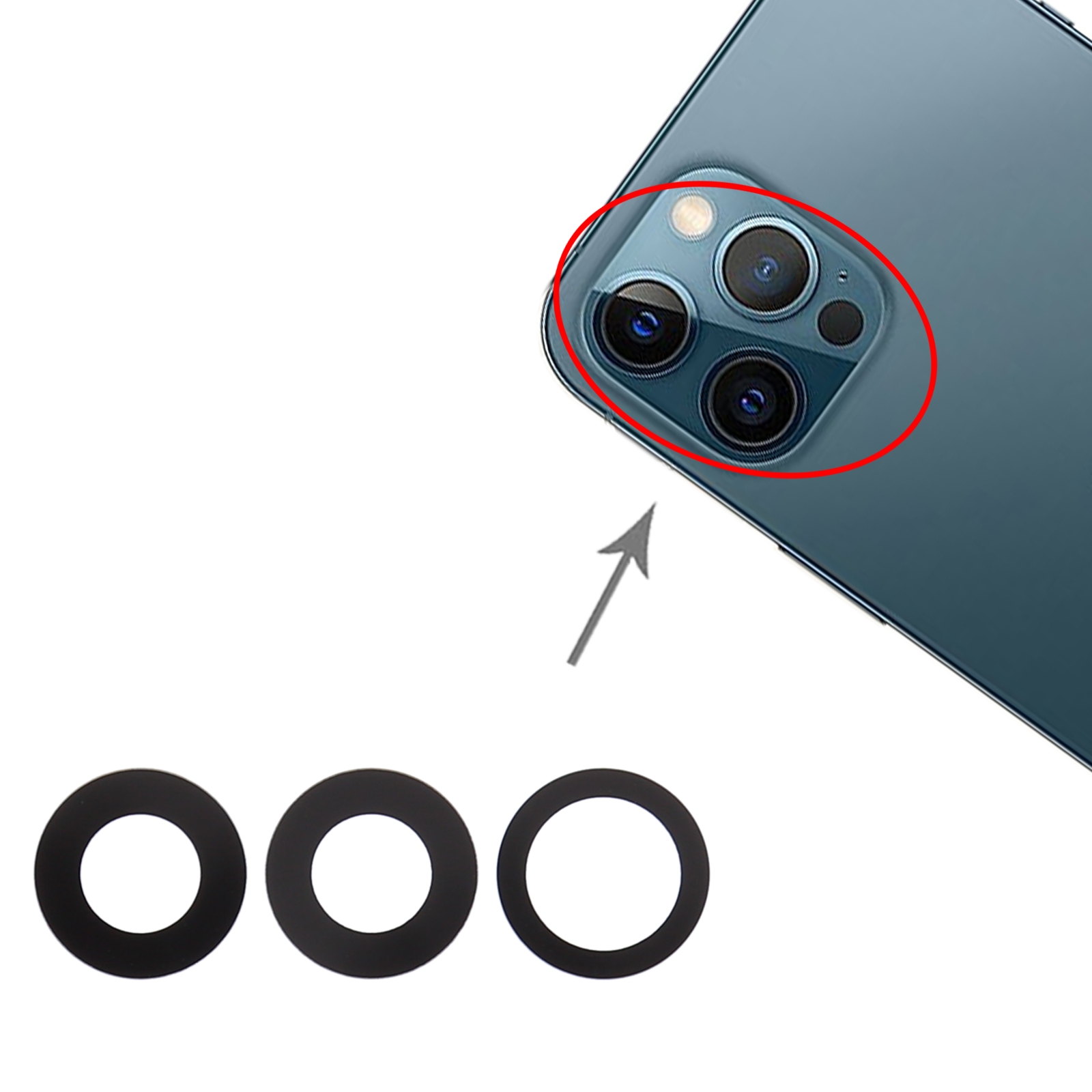 Campeonato cápsula Selección conjunta Repuesto lente-cristal-protector-de-camara para móvil iPhone-12-Pro-Max